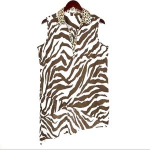 CHICO’S Asymmetrical Top 100% Linen Size 2  214